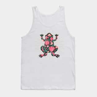 Vintage floral frog silhouette - pink and black Tank Top